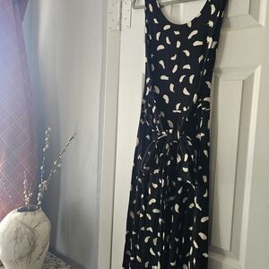Boden Black and Cream Midi Dress